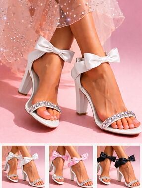 OLEG AND CASSINI ELEGANT DRESS HEELS WITH DYEABLE BOW